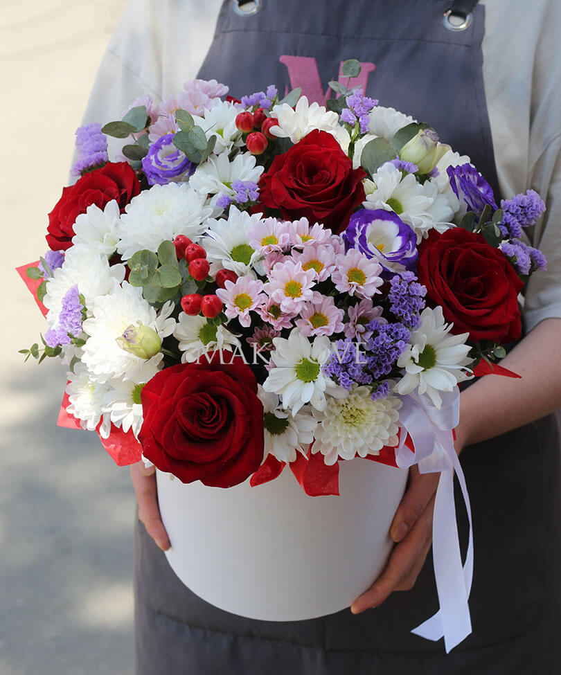 Букет в шляпной коробке «Куба»