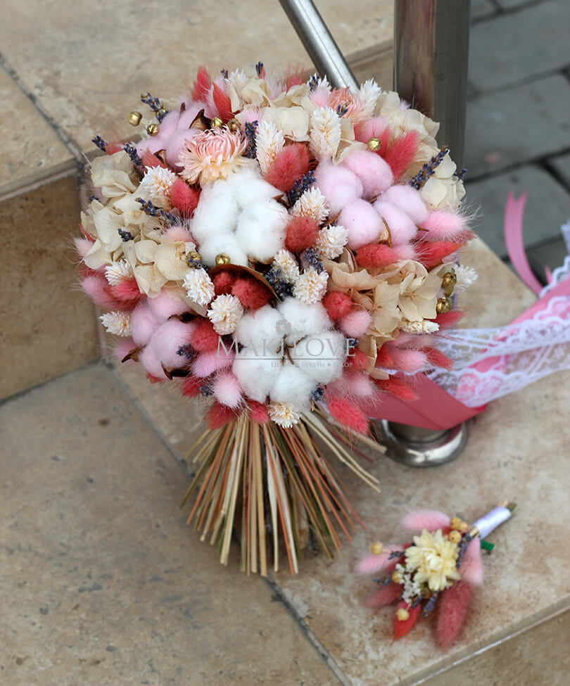 Свадебный букет невесты из сухоцветов №40