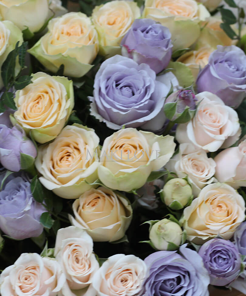 Букет из 15 двухцветных кустовых роз