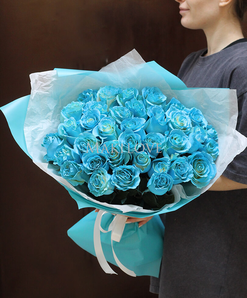 Букет из 35 синих роз