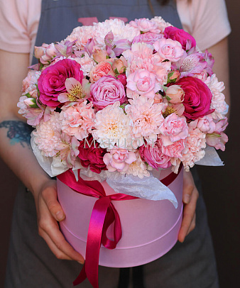 Букет «Сказочный эльф» в шляпной коробке»