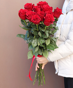 Роскошный букет 11 красных роз Премиум