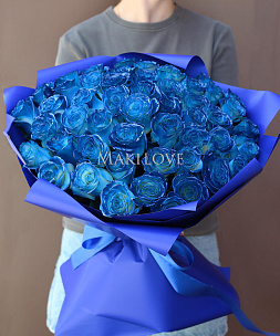 Букет 51 синяя роза