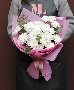 Букет из 5 белых хризантем