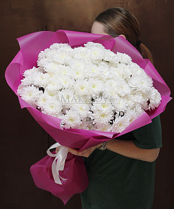 Букет из 15 белых хризантем