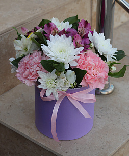 Букет «Рассвет» в шляпной коробке