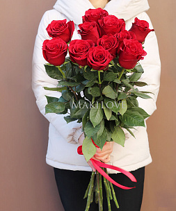 Роскошный букет 11 красных роз Премиум