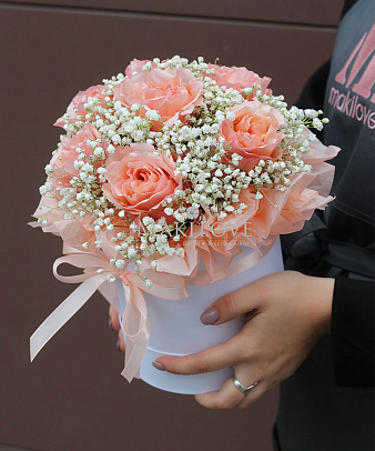 Букет в шляпной коробке «Пастила»