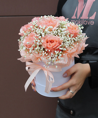 Букет в шляпной коробке «Пастила»